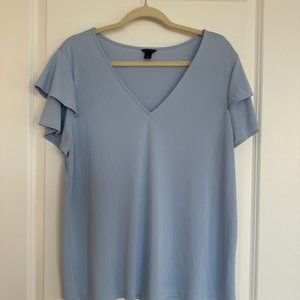 Ann Taylor Ruffle Short Sleeve Blouse